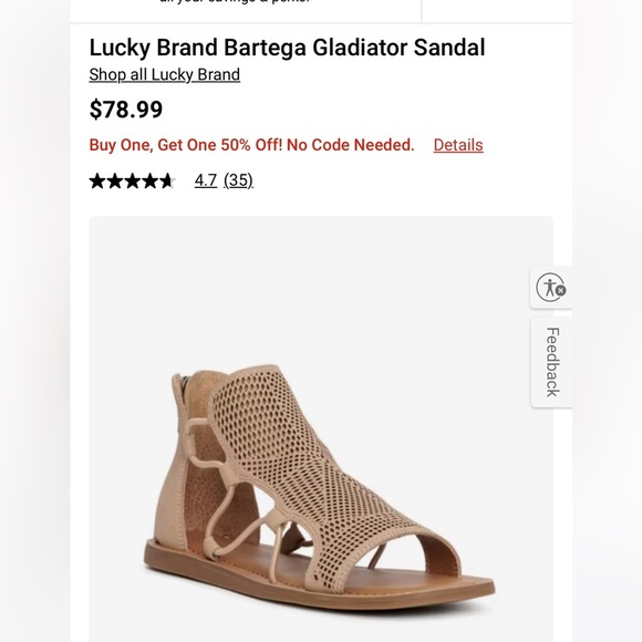 Lucky Brand Bartega, ladies, gladiator style sandals back NWOT 7 1/2 Tan - Picture 9 of 9